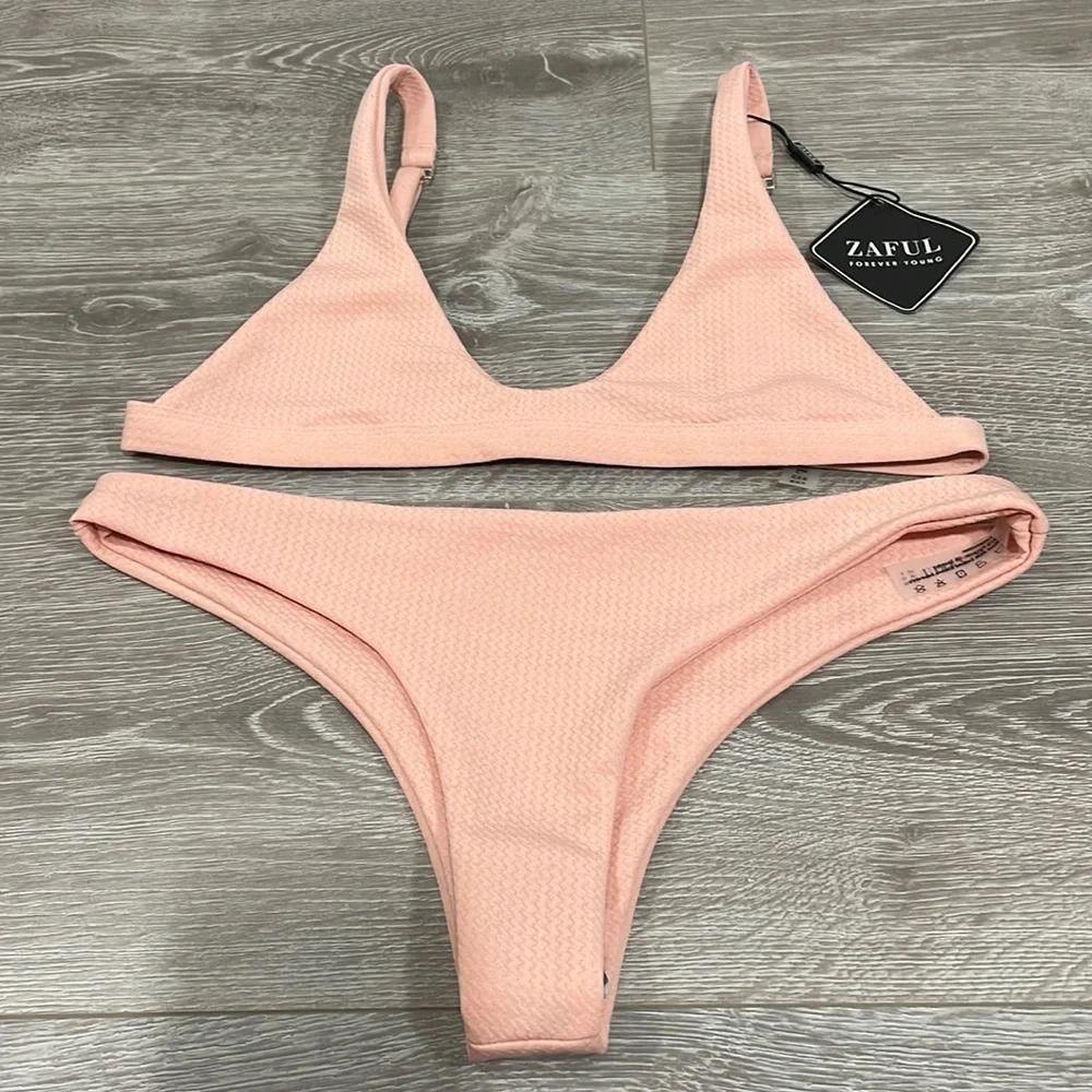 NWT Zaful Forever Young Bikini Peach Pink 6